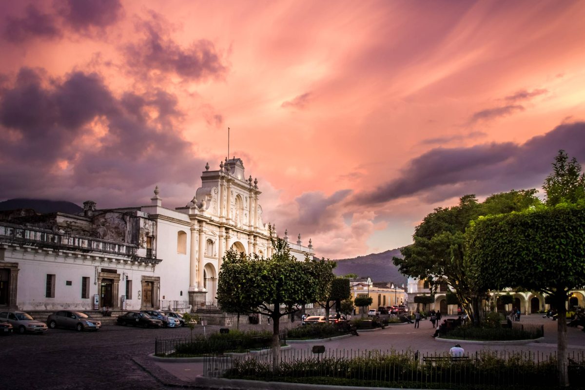 Sunset at Parque Central - Antigua, Guatemala